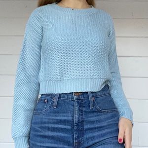 Cropped light blue sweater